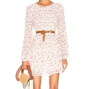 Smocked Floral Print Minidress In Off White Multi from Frame